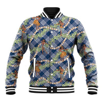 Navy Blue Palaka Hula Girls Seamless Hawaii Aloha Baseball Jacket - Polynesian Pride