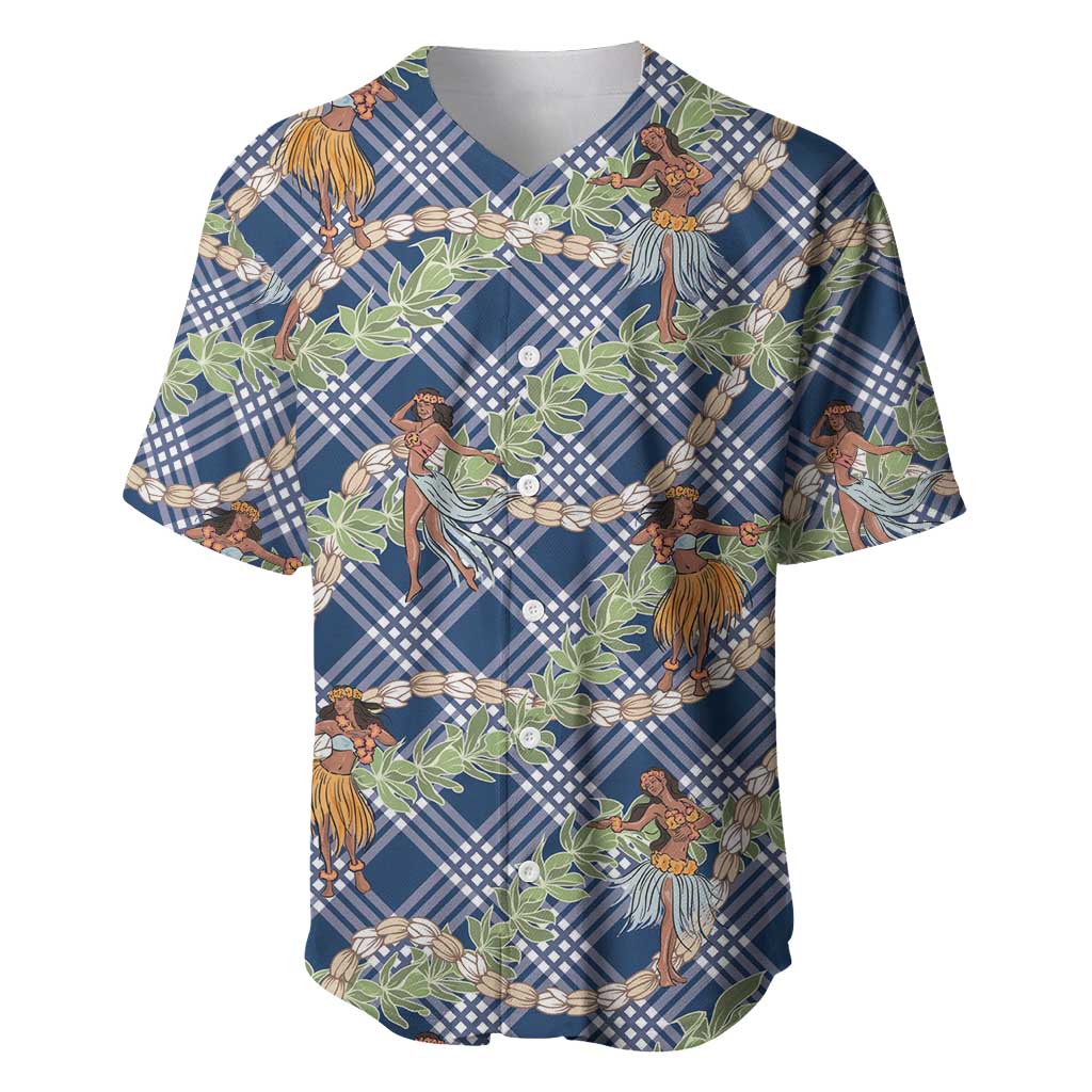 Navy Blue Palaka Hula Girls Seamless Hawaii Aloha Baseball Jersey - Polynesian Pride