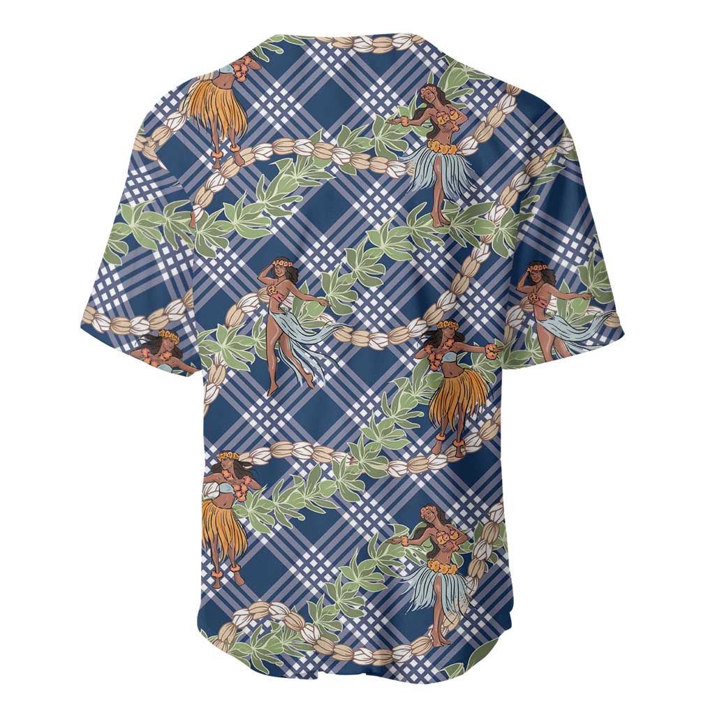 Navy Blue Palaka Hula Girls Seamless Hawaii Aloha Baseball Jersey - Polynesian Pride
