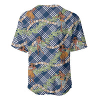 Navy Blue Palaka Hula Girls Seamless Hawaii Aloha Baseball Jersey - Polynesian Pride