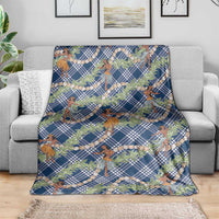Navy Blue Palaka Hula Girls Seamless Hawaii Aloha Blanket - Polynesian Pride