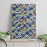 Navy Blue Palaka Hula Girls Seamless Hawaii Aloha Canvas Wall Art - Polynesian Pride
