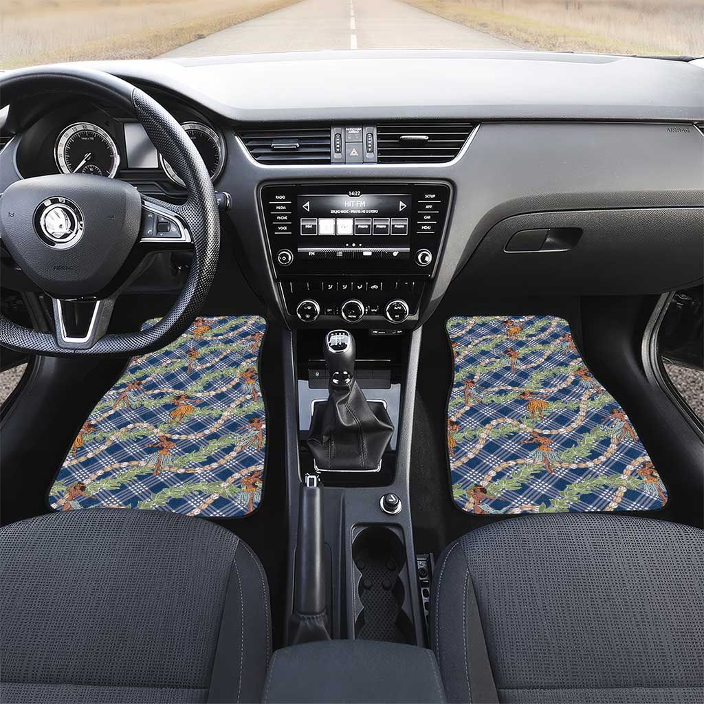 Navy Blue Palaka Hula Girls Seamless Hawaii Aloha Car Mats - Polynesian Pride