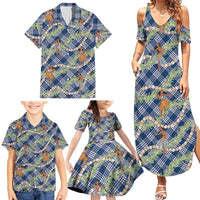 Navy Blue Palaka Hula Girls Seamless Hawaii Aloha Family Matching Summer Maxi Dress and Hawaiian Shirt LT7 - Polynesian Pride