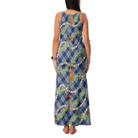 Navy Blue Palaka Hula Girls Seamless Hawaii Aloha Family Matching Tank Maxi Dress and Hawaiian Shirt LT7 - Polynesian Pride