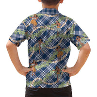 Navy Blue Palaka Hula Girls Seamless Hawaii Aloha Hawaiian Shirt - Polynesian Pride