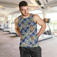 Navy Blue Palaka Hula Girls Seamless Hawaii Aloha Men Tank Top - Polynesian Pride