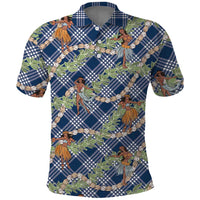 Navy Blue Palaka Hula Girls Seamless Hawaii Aloha Polo Shirt - Polynesian Pride