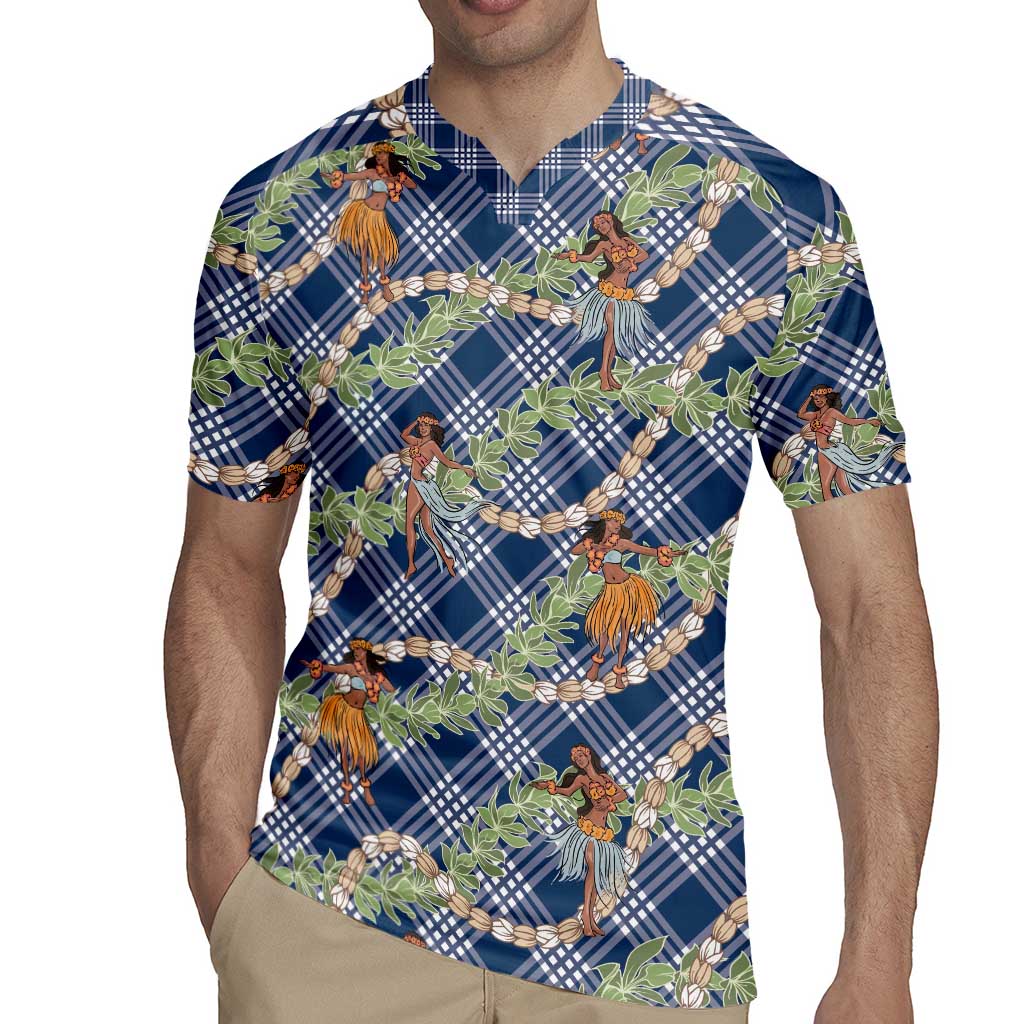 Navy Blue Palaka Hula Girls Seamless Hawaii Aloha Rugby Jersey - Polynesian Pride