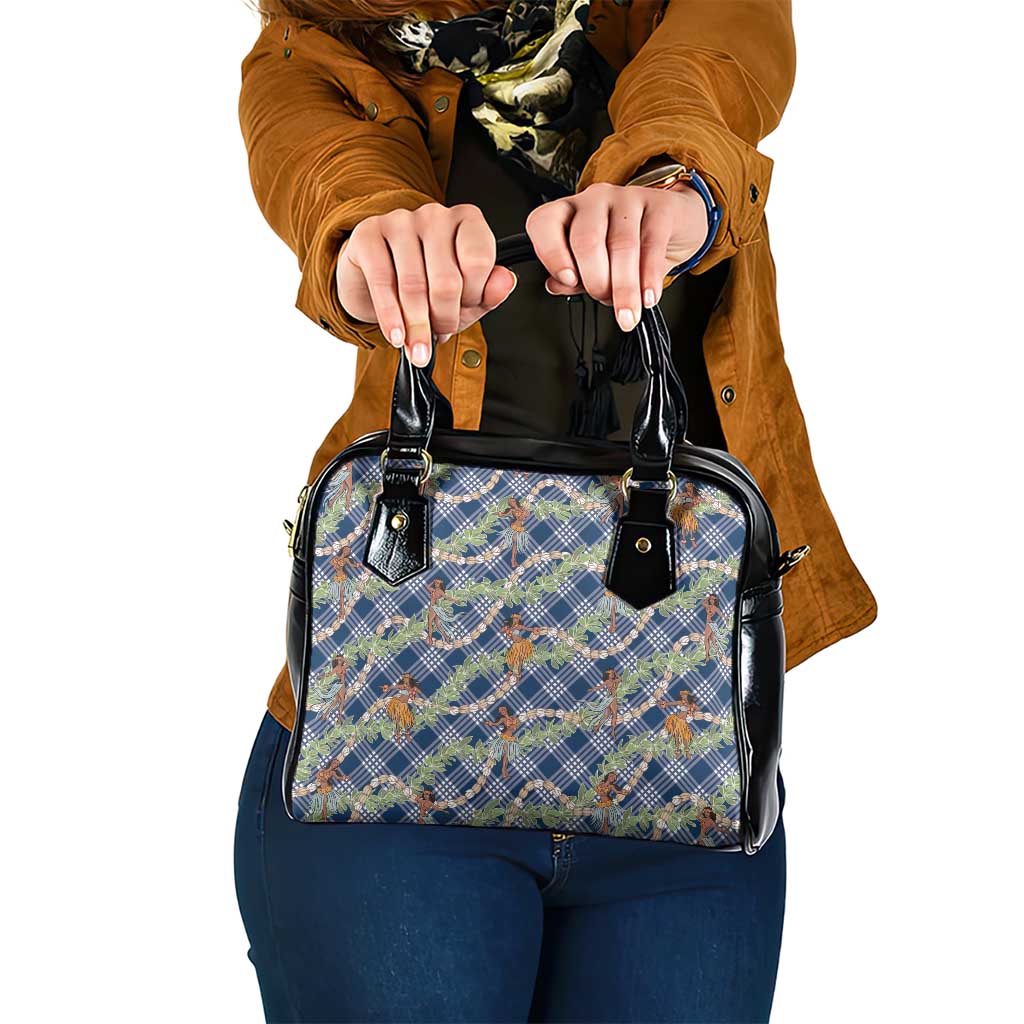 Navy Blue Palaka Hula Girls Seamless Hawaii Aloha Shoulder Handbag - Polynesian Pride