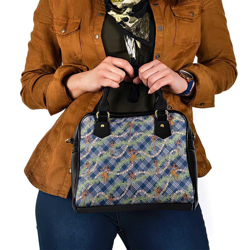 Navy Blue Palaka Hula Girls Seamless Hawaii Aloha Shoulder Handbag - Polynesian Pride