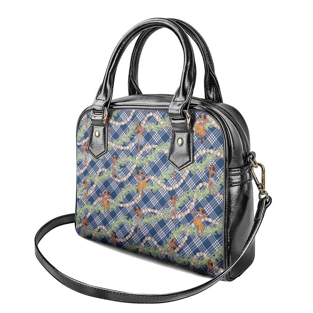 Navy Blue Palaka Hula Girls Seamless Hawaii Aloha Shoulder Handbag - Polynesian Pride