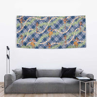 Navy Blue Palaka Hula Girls Seamless Hawaii Aloha Tapestry - Polynesian Pride