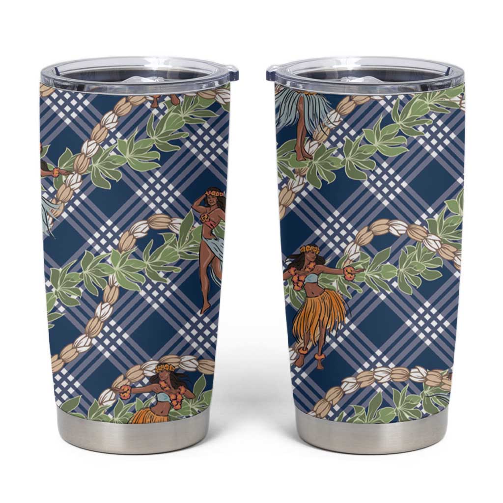 Navy Blue Palaka Hula Girls Seamless Hawaii Aloha Tumbler Cup LT7 Navy Blue - Polynesian Pride