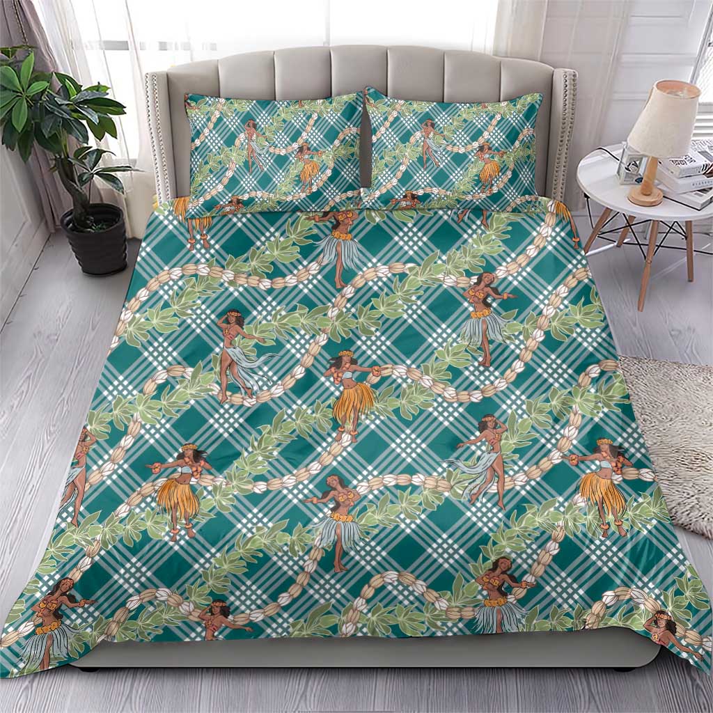 Teal Palaka Hula Girls Seamless Hawaii Aloha Bedding Set - Polynesian Pride