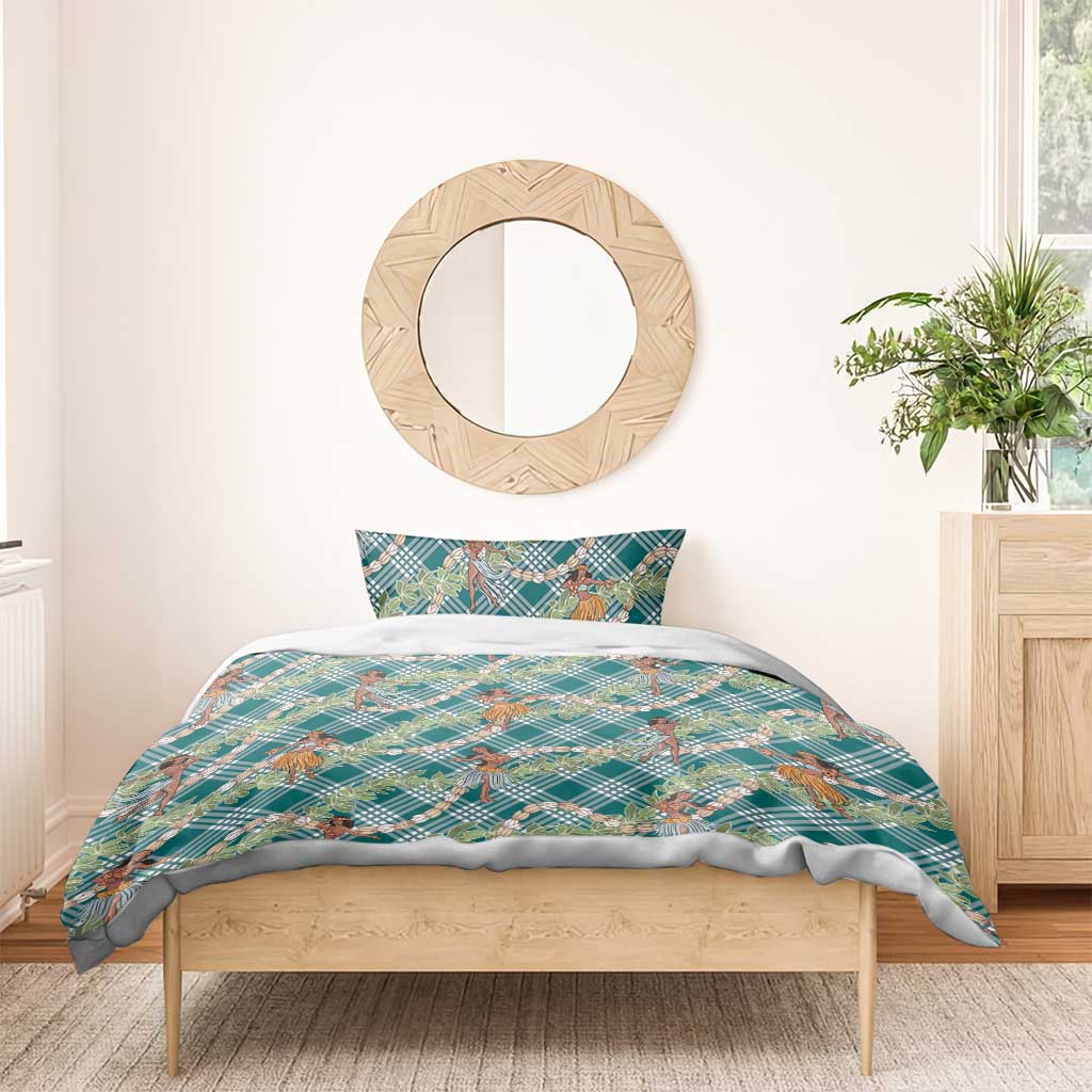 Teal Palaka Hula Girls Seamless Hawaii Aloha Bedding Set - Polynesian Pride