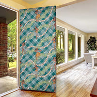 Teal Palaka Hula Girls Seamless Hawaii Aloha Door Cover - Polynesian Pride