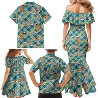 Teal Palaka Hula Girls Seamless Hawaii Aloha Family Matching Mermaid Dress and Hawaiian Shirt LT7 - Polynesian Pride