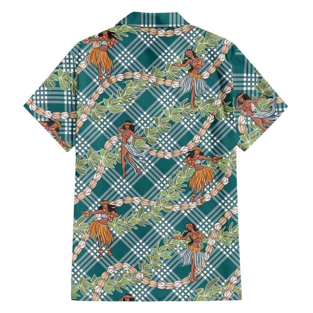 Teal Palaka Hula Girls Seamless Hawaii Aloha Family Matching Off Shoulder Maxi Dress and Hawaiian Shirt LT7 - Polynesian Pride