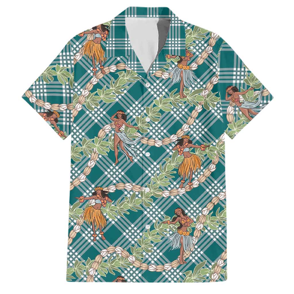 Teal Palaka Hula Girls Seamless Hawaii Aloha Family Matching Summer Maxi Dress and Hawaiian Shirt LT7 Dad's Shirt - Short Sleeve Teal - Polynesian Pride