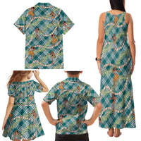 Teal Palaka Hula Girls Seamless Hawaii Aloha Family Matching Tank Maxi Dress and Hawaiian Shirt LT7 - Polynesian Pride