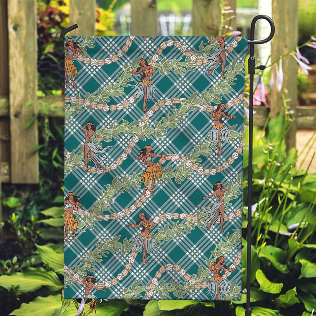 Teal Palaka Hula Girls Seamless Hawaii Aloha Garden Flag - Polynesian Pride