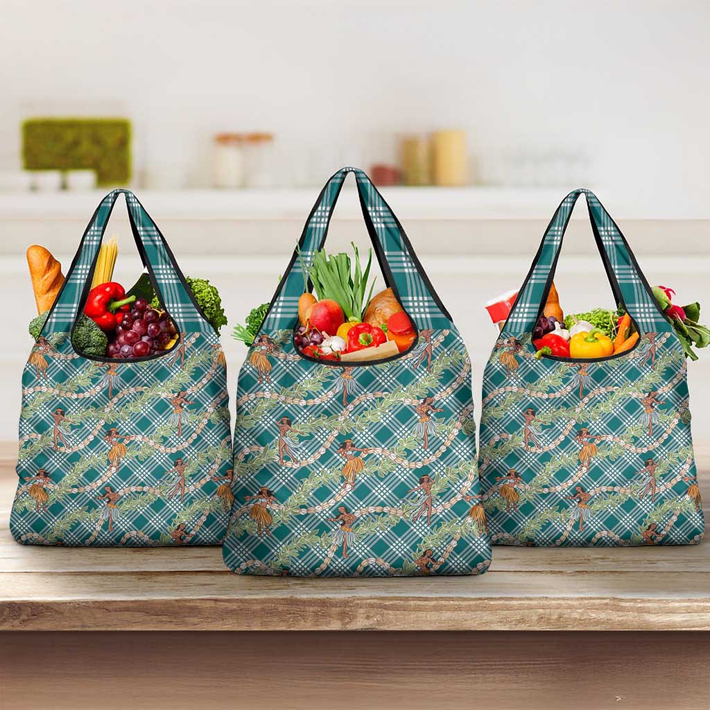 Teal Palaka Hula Girls Seamless Hawaii Aloha Grocery Bag - Polynesian Pride