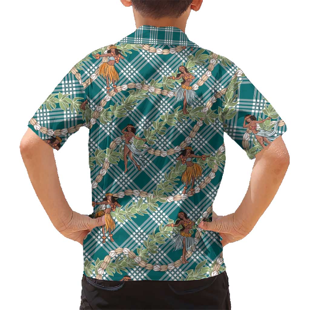Teal Palaka Hula Girls Seamless Hawaii Aloha Hawaiian Shirt - Polynesian Pride