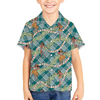 Teal Palaka Hula Girls Seamless Hawaii Aloha Kid Hawaiian Shirt - Polynesian Pride