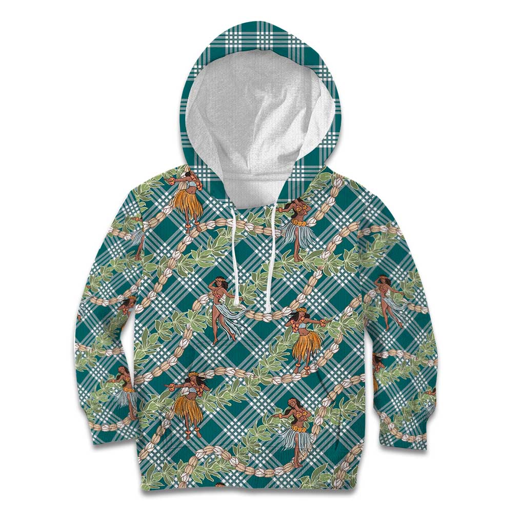 Teal Palaka Hula Girls Seamless Hawaii Aloha Kid Hoodie - Polynesian Pride