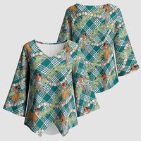 Teal Palaka Hula Girls Seamless Hawaii Aloha Kimono Sleeve Blouse - Polynesian Pride