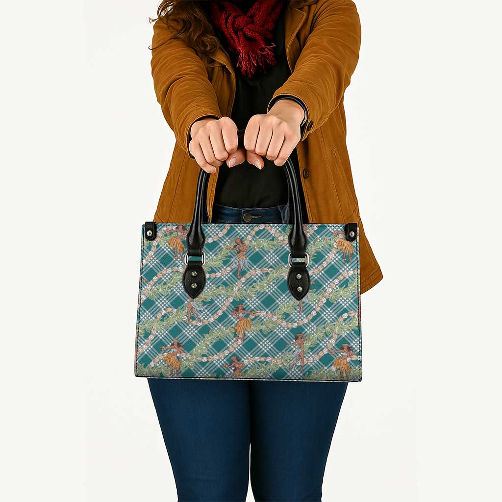 Teal Palaka Hula Girls Seamless Hawaii Aloha Leather Bag - Polynesian Pride