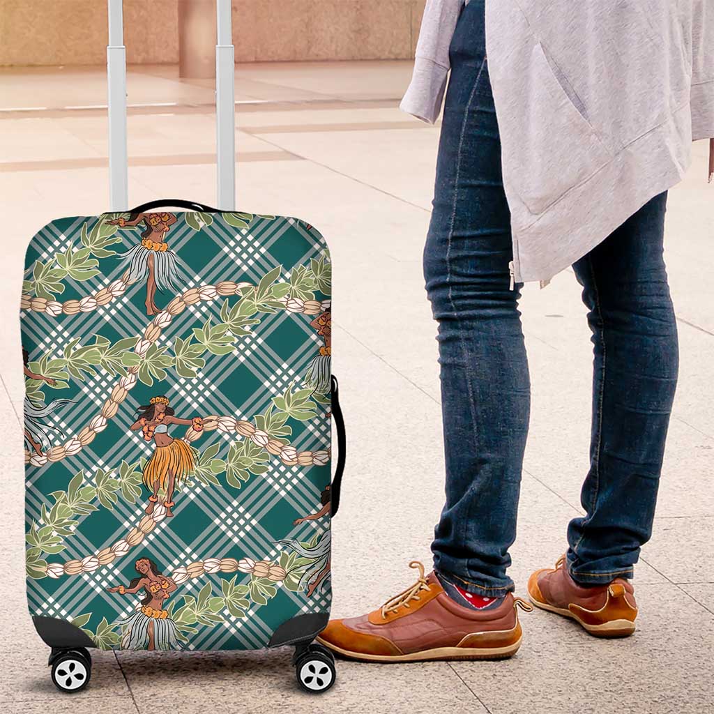 Teal Palaka Hula Girls Seamless Hawaii Aloha Luggage Cover - Polynesian Pride