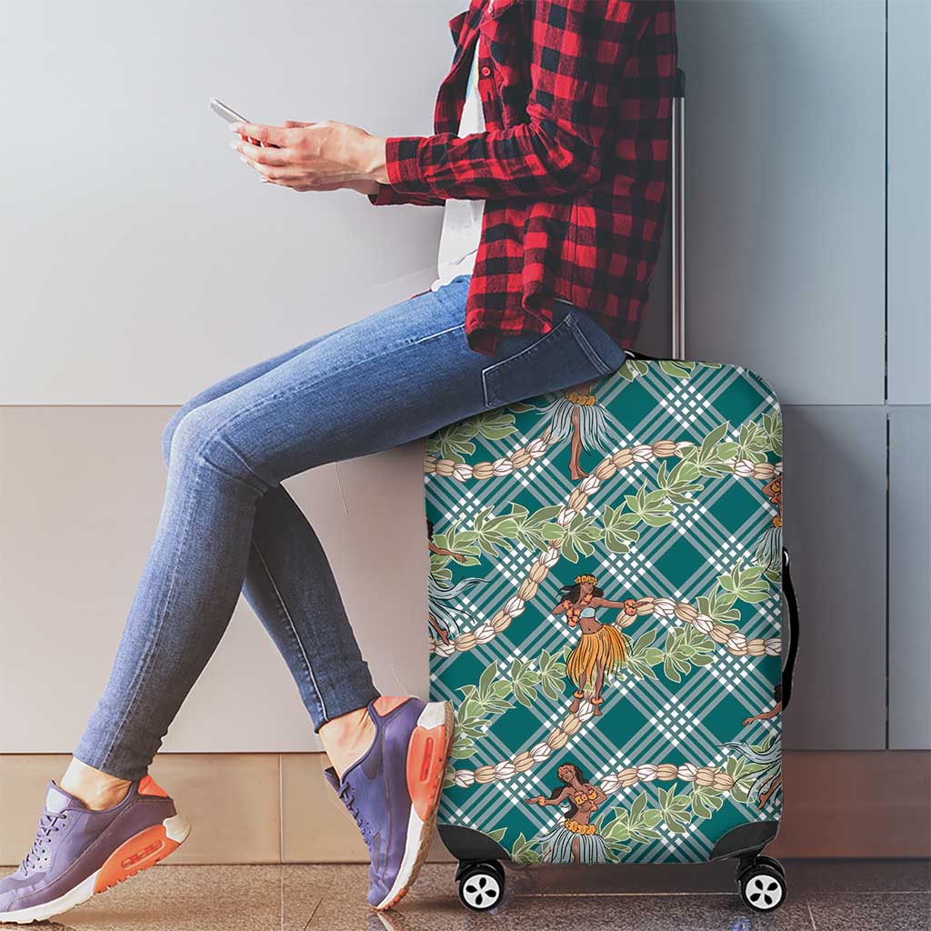 Teal Palaka Hula Girls Seamless Hawaii Aloha Luggage Cover - Polynesian Pride