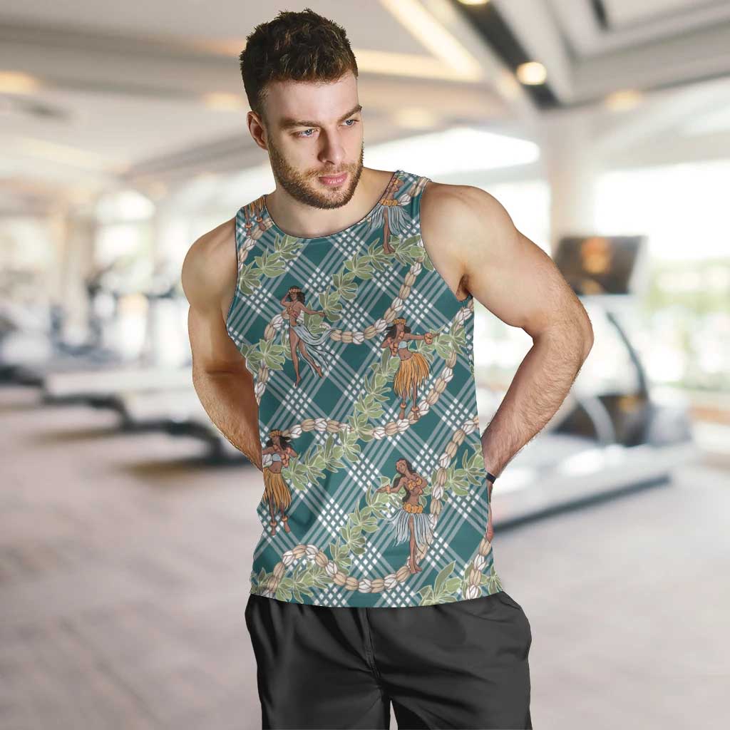 Teal Palaka Hula Girls Seamless Hawaii Aloha Men Tank Top - Polynesian Pride