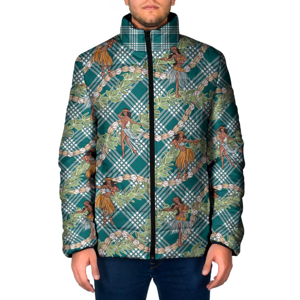 Teal Palaka Hula Girls Seamless Hawaii Aloha Padded Jacket - Polynesian Pride