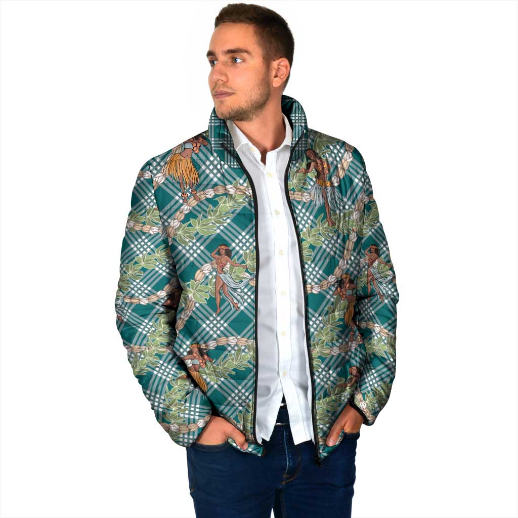Teal Palaka Hula Girls Seamless Hawaii Aloha Padded Jacket - Polynesian Pride