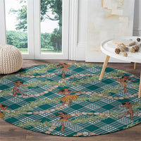 Teal Palaka Hula Girls Seamless Hawaii Aloha Round Carpet - Polynesian Pride