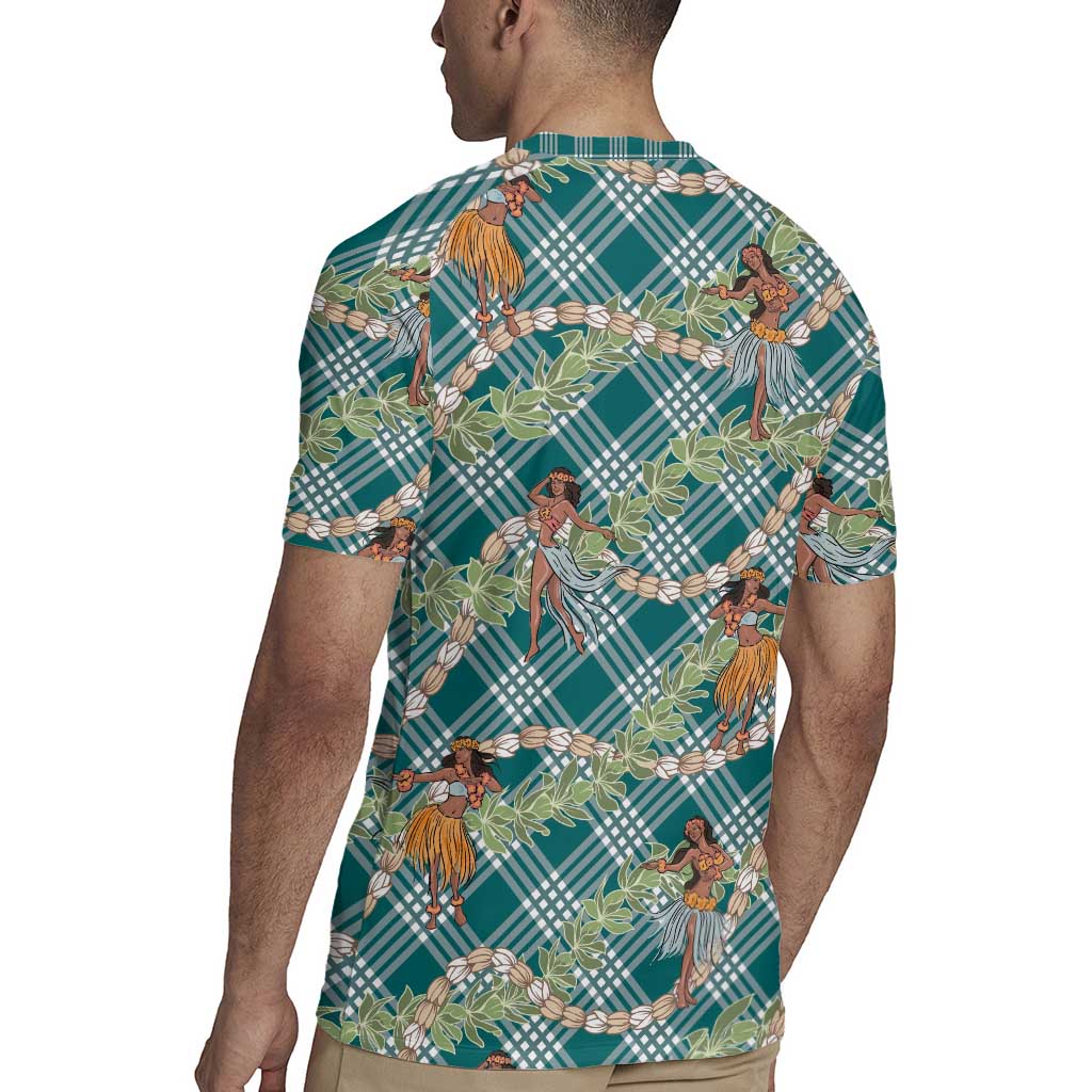Teal Palaka Hula Girls Seamless Hawaii Aloha Rugby Jersey - Polynesian Pride