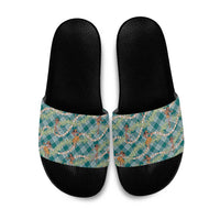 Teal Palaka Hula Girls Seamless Hawaii Aloha Slide Sandals - Polynesian Pride