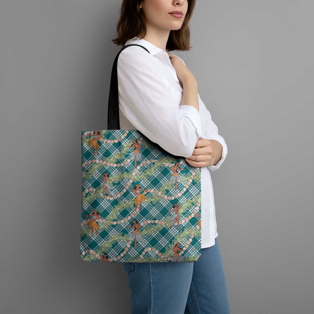 Teal Palaka Hula Girls Seamless Hawaii Aloha Tote Bag - Polynesian Pride