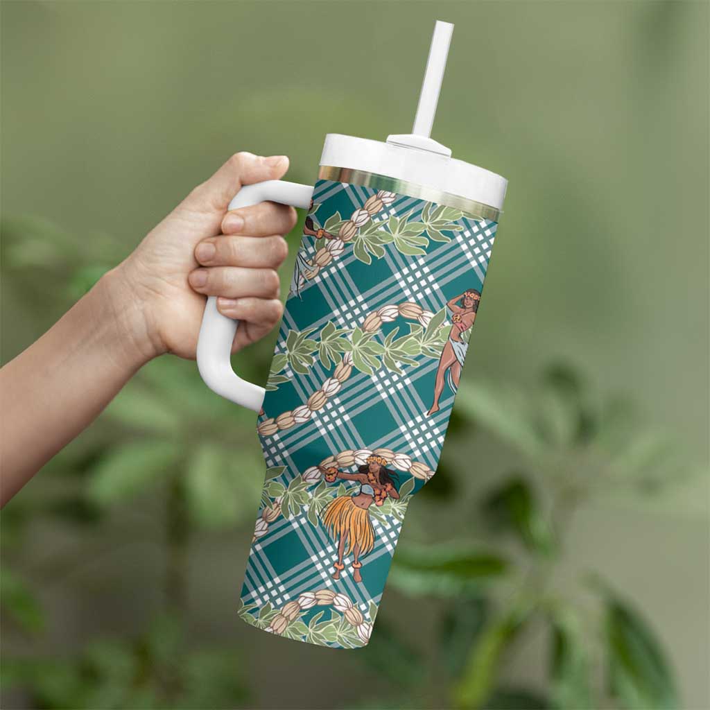 Teal Palaka Hula Girls Seamless Hawaii Aloha Tumbler With Handle - Polynesian Pride