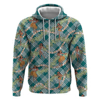 Teal Palaka Hula Girls Seamless Hawaii Aloha Zip Hoodie LT7 Zip Hoodie Teal - Polynesian Pride