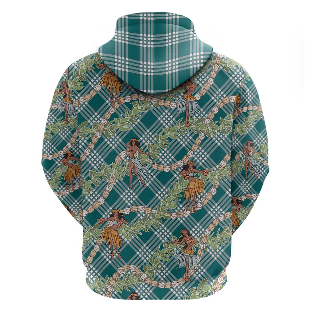 Teal Palaka Hula Girls Seamless Hawaii Aloha Zip Hoodie LT7 - Polynesian Pride