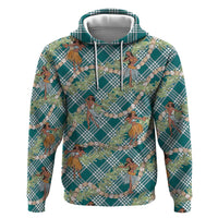 Teal Palaka Hula Girls Seamless Hawaii Aloha Zip Hoodie LT7 Pullover Hoodie Teal - Polynesian Pride