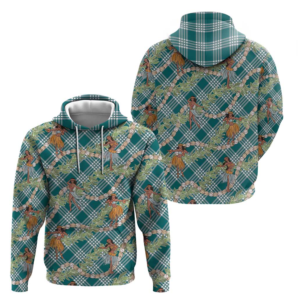 Teal Palaka Hula Girls Seamless Hawaii Aloha Zip Hoodie LT7 - Polynesian Pride