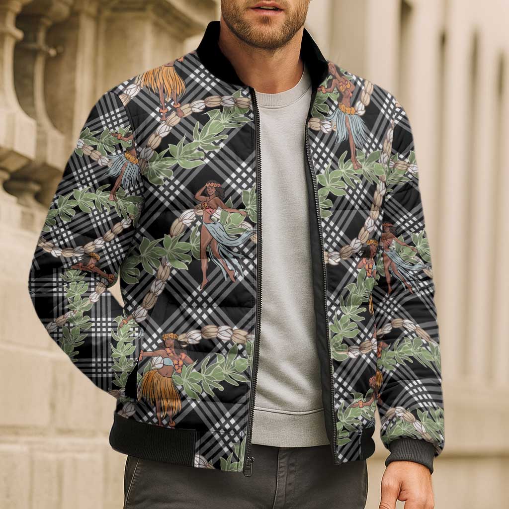 Sable Palaka Hula Girls Seamless Hawaii Aloha Bomber Puffer Jacket - Polynesian Pride