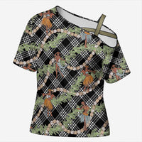 Sable Palaka Hula Girls Seamless Hawaii Aloha Cross Shoulder Shirt - Polynesian Pride