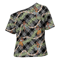 Sable Palaka Hula Girls Seamless Hawaii Aloha Cross Shoulder Shirt - Polynesian Pride