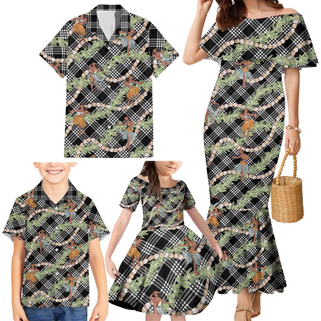 Sable Palaka Hula Girls Seamless Hawaii Aloha Family Matching Mermaid Dress and Hawaiian Shirt LT7 - Polynesian Pride